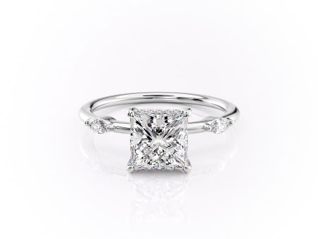 The Nicole Set With A 4.5 Carat Princess Moissanite For Sale