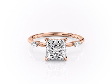 The Nicole Set With A 4.5 Carat Princess Moissanite Online Sale